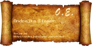 Ondrejka Elemér névjegykártya
